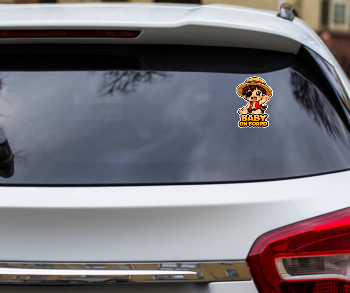 Smeeps Anime Baby On Board Car Sticker – 15.24 × 11.18 cm (6 × 4.4 Inch) Waterproof Vinyl Safety Sticker for Cars | Cute Cartoon Baby Warning Decal | UV Resistant | Pack of 1