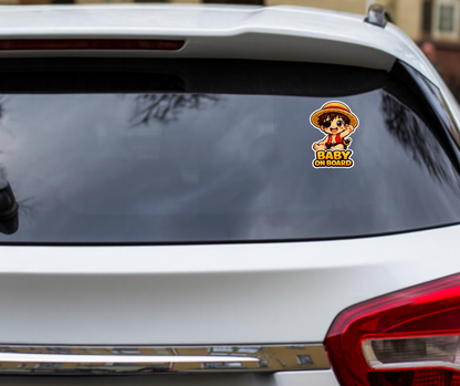Smeeps Anime Baby On Board Car Sticker – 15.24 × 11.18 cm (6 × 4.4 Inch) Waterproof Vinyl Safety Sticker for Cars | Cute Cartoon Baby Warning Decal | UV Resistant | Pack of 1