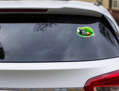 Smeeps Baby Krishna Leaf Sticker – Cute Sleeping Krishna Car & Bike Vinyl Decal | 10.16 x 5.89 cm Premium Waterproof Sticker