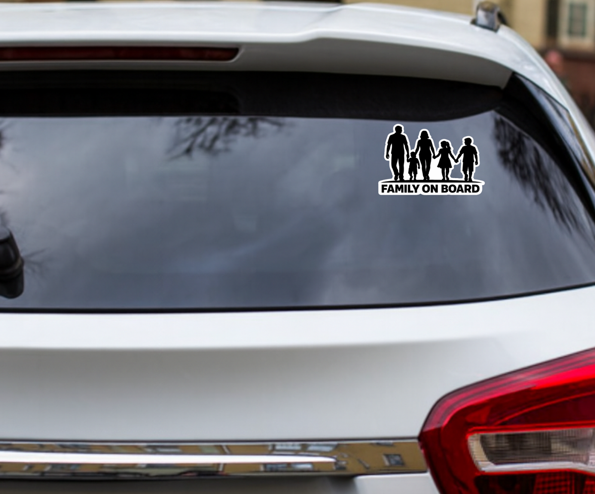 Smeeps Family On Board Vinyl Sticker – 15.24 × 10.16 cm (6 × 4 Inch) Waterproof Car Sticker for Rear Windshield, SUV & Family Cars | UV Resistant | Wash Proof | Pack of 1