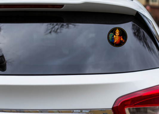 Smeeps Lord Murugan Round Sticker – 7.62 x 7.62 cm Car & Bike Vinyl Decal | Peacock & Rooster Artwork | Waterproof & UV-Proof Devotional Design