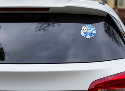 Smeeps Baby On Board Car Sticker – 14.23 × 14.23 cm (5.6 × 5.6 Inch) Cute Baby Cloud Design Blue Vinyl Safety Decal for Car | Waterproof UV Resistant