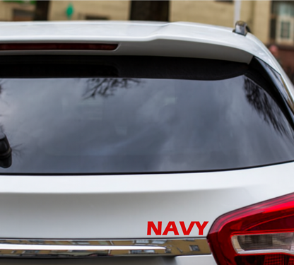 Smeeps NAVY Text Sticker – 13.8 x 3 cm Bold Red Vinyl Decal | Car & Bike Lettering | Military Style Design | Waterproof & UV-Resistant