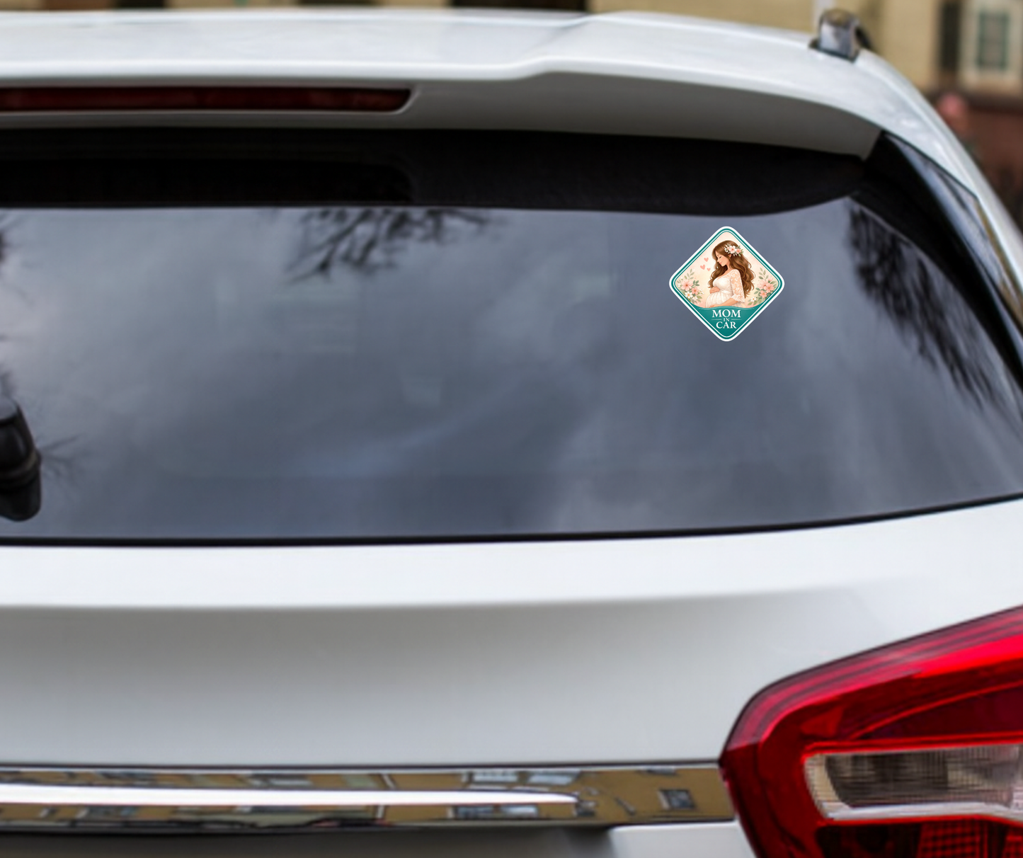 Smeeps Mom In Car Pregnancy Car Sticker – 12.7 × 12.7 cm (5 × 5 Inch) Waterproof Vinyl Maternity Sticker for Cars | UV Resistant Mom To Be Window Decal | Elegant Floral Pregnancy Safety Sticker | Pack of 1