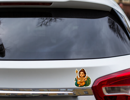 Smeeps Little Murugan on Peacock Sticker – 11.43 x 10.16 cm Car & Bike Vinyl Decal | Cute Lord Muruga Design | Waterproof & UV-Resistant