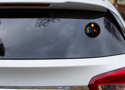 Smeeps Murugan Vel & Peacock Sticker – 7.62 x 7.62 cm Car & Bike Vinyl Decal | Devotional Round Design | Waterproof & UV-Resistant