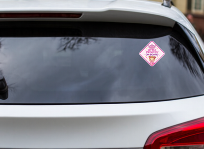 Smeeps Little Princess On Board Car Sticker – 14 × 14 cm (5.5 × 5.5 Inch) Cute Baby Girl Diamond Safety Vinyl Decal for Car | Waterproof UV Resistant Washable Sticker