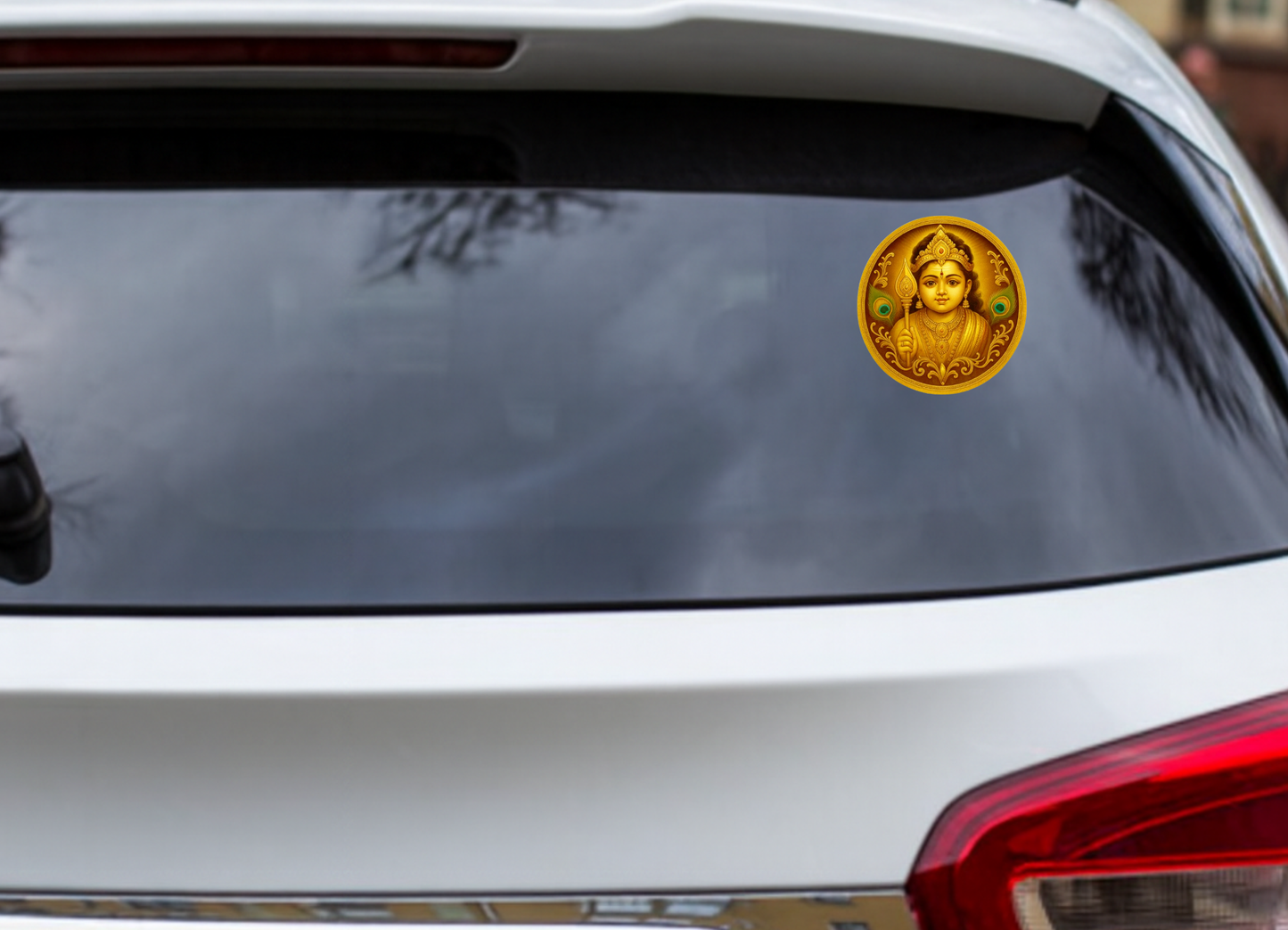 Smeeps Bala Murugan Golden Sticker – 7.62 x 7.62 cm Car & Bike Vinyl Decal | Divine God Murugan Artwork | Waterproof & UV-Resistant Design