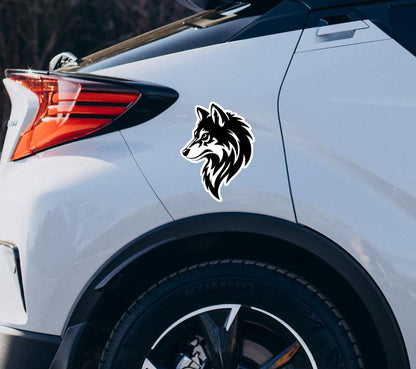 Smeeps Tribal Wolf Head Car Sticker – Sharp Look Design – 12.5 x 17 cm | Waterproof, UV-Proof Vinyl for Cars