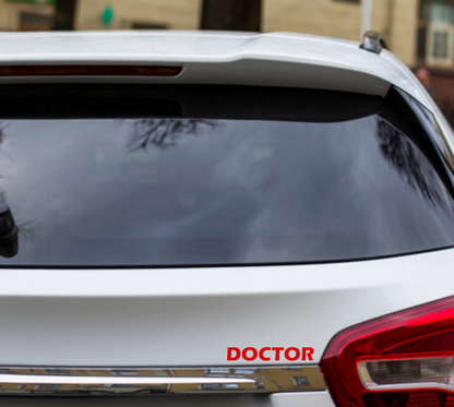 Smeeps DOCTOR Text Sticker – 19.4 x 3 cm Bold Red Vinyl Decal | Car and Bike | Waterproof & UV-Resistant Design