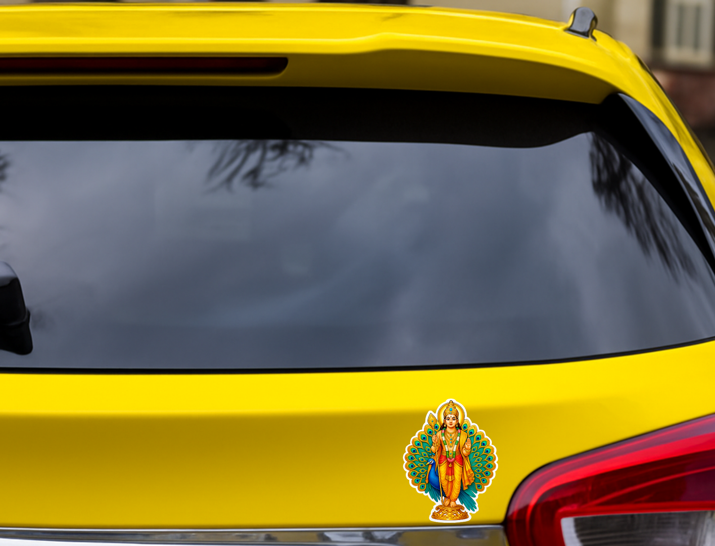 Smeeps Lord Murugan Sticker – Tamil God Murugan with Peacock Vinyl Decal | 8.64 x 11.43 cm Car & Bike Sticker | Waterproof & Durable