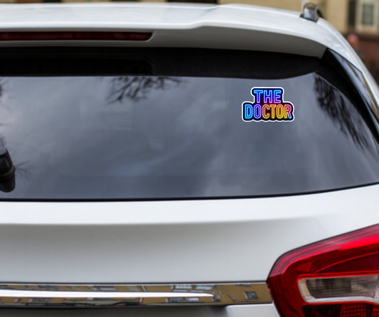 Smeeps THE DOCTOR Car Sticker – 11.43 x 7.62 cm Neon Glow Text Decal | Waterproof, UV-Resistant & Durable Vinyl for Cars, Bikes
