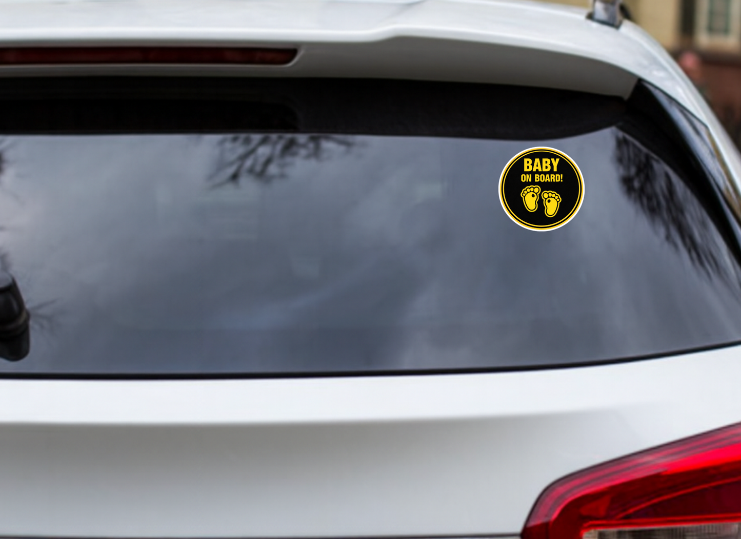 Smeeps Baby On Board Car Sticker – 14 × 14 cm (5.5 × 5.5 Inch) High Visibility Black & Yellow Safety Vinyl Decal for Car | Waterproof UV Resistant Round Sticker
