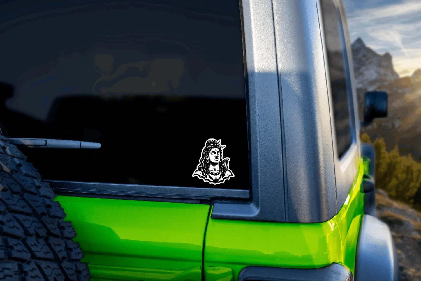Smeeps Adiyogi Shiva Sticker – Black & White Sacred Calm | 10.16 x 7.62 cm | Vinyl for Bike & Car Use