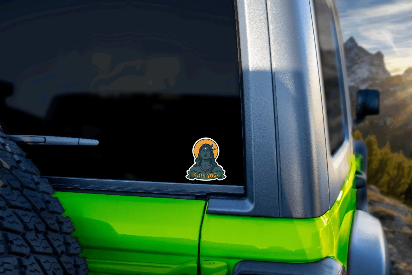 Smeeps Adhi Yogi Car Sticker – Colorful Divine Shiva Design – 7.62 x 7.62 cm | Vinyl Decal for Cars