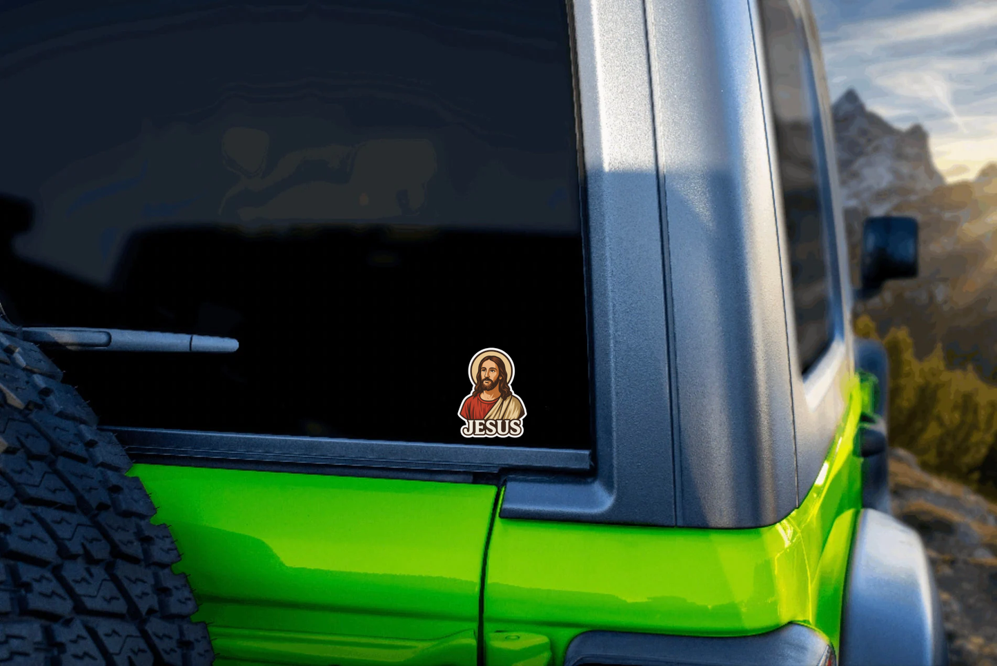 Smeeps Jesus Car Sticker – Classic Religious Design – 7.62 x 10.16 cm | Waterproof Vinyl for Cars