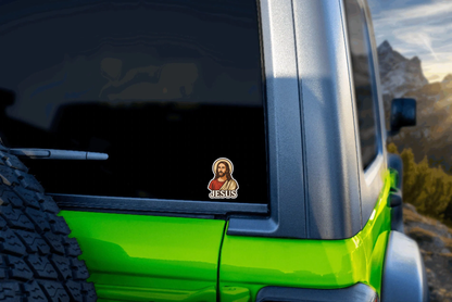 Smeeps Jesus Car Sticker – Classic Religious Design – 7.62 x 10.16 cm | Waterproof Vinyl for Cars