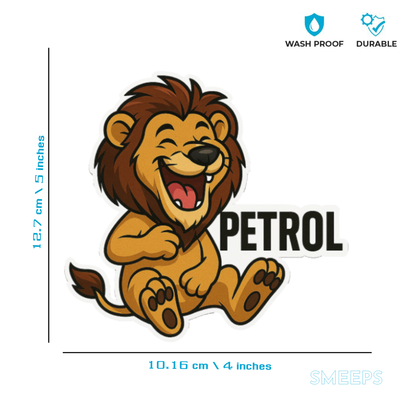 Smeeps Diesel Only Fuel Sticker – Laughing Lion Design – 10.16 x 12.7 cm | Waterproof Vinyl Decal for Cars, Bikes & Diesel Tank Caps