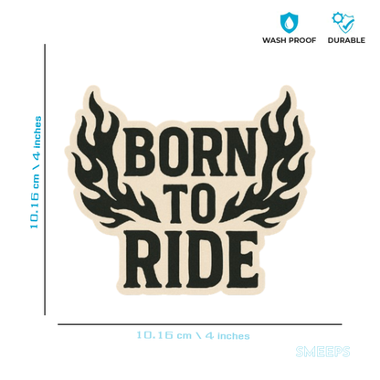 Smeeps Born to Ride Sticker – 10.16 x 10.16 cm | Flame Design Vinyl Bike Decal (Bold Beige & Black Theme)