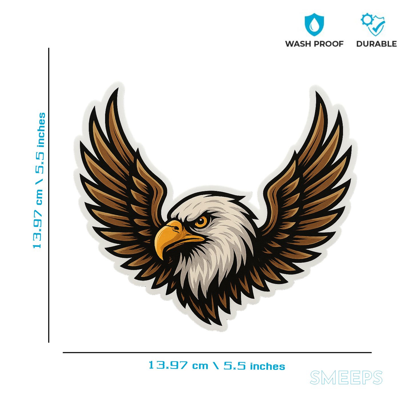 Smeeps Eagle Wings Car Sticker – Fierce Spread Design – 10.16 x 12.7 cm | Premium Vinyl Decal for Cars