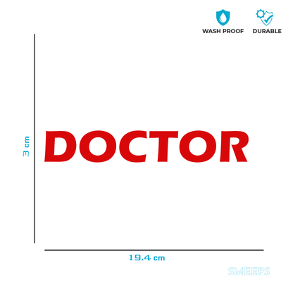 Smeeps DOCTOR Text Sticker – 19.4 x 3 cm Bold Red Vinyl Decal | Car and Bike | Waterproof & UV-Resistant Design