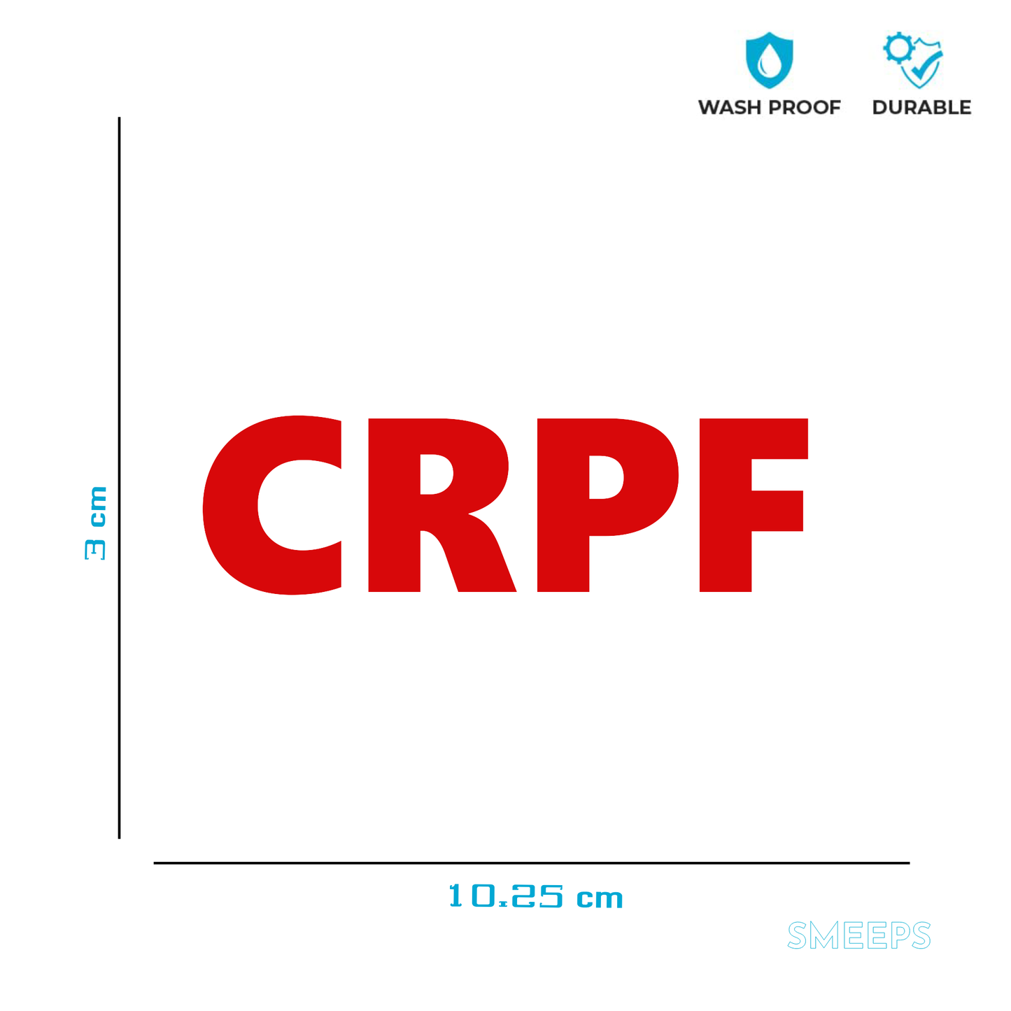 Smeeps CRPF Red Letter Car Sticker – 3 x 10.25 cm Waterproof Vinyl Decal | Bold Military Style for Car, Bike, Helmet