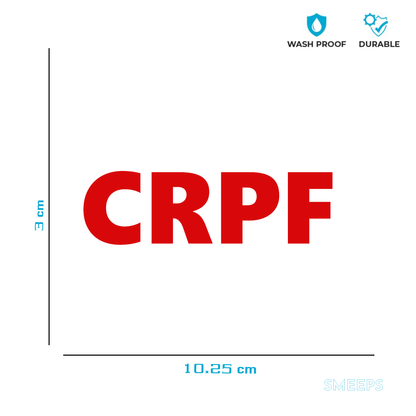 Smeeps CRPF Red Letter Car Sticker – 3 x 10.25 cm Waterproof Vinyl Decal | Bold Military Style for Car, Bike, Helmet