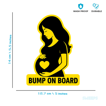 Smeeps Bump On Board Sticker – 14 x 12.7 cm Car & Bike Safety Vinyl Decal | High-Visibility Yellow Design | Waterproof & Durable