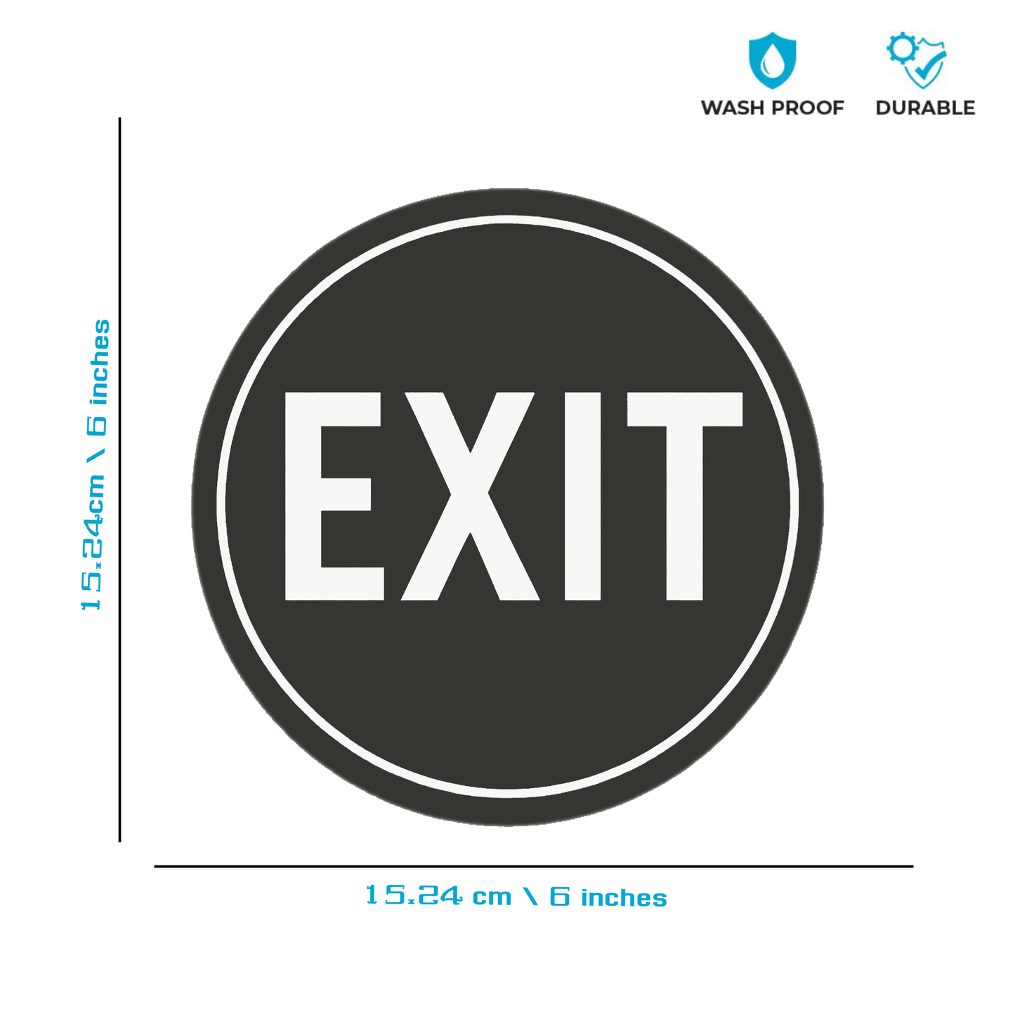 Smeeps “EXIT” Sign – 15.24 cm Round | Clear Door Sticker for Emergency & General Use | Bold & Visible | Indoor/Outdoor Use | Self-Adhesive, Waterproof