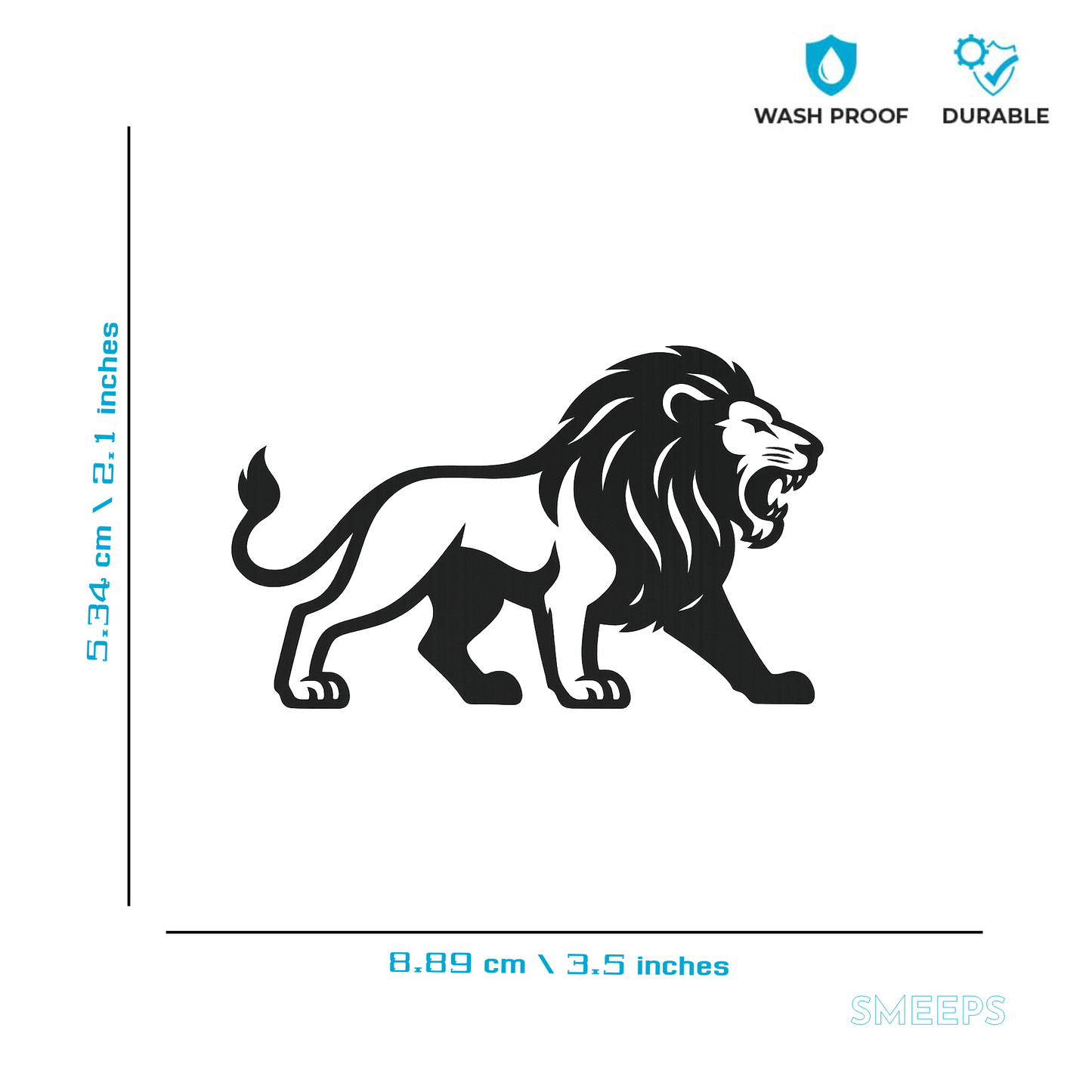 Smeeps Roaring Lion Sticker – 5.34 x 8.89 cm Car & Bike Vinyl Decal | Bold Lion Silhouette Design | Waterproof & Durable