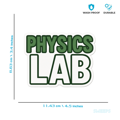 Smeeps Physics Lab Sticker – 8.63 x 11.43 cm Classroom Door Label | Science Laboratory Vinyl Decal | Waterproof & Durable Signage