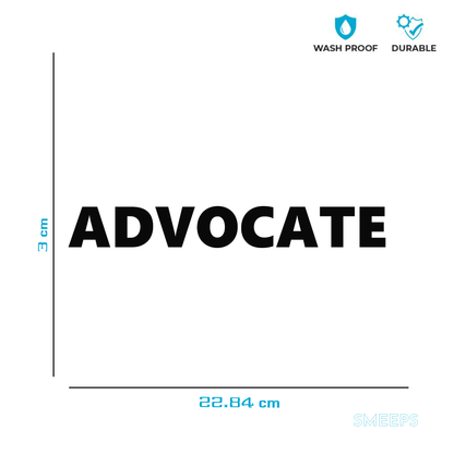 Smeeps ADVOCATE Sticker – 3 x 22.84 cm Professional Car & Bike Decal | Bold Black Lettering | Waterproof & Durable Vinyl