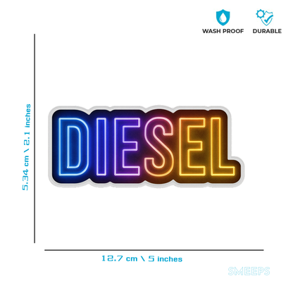 Smeeps DIESEL Fuel Cap Sticker – 12.7 x 5.34 cm Neon Glow Car Fuel Indicator Decal | Waterproof, UV-Resistant & Durable Vinyl for Vehicles
