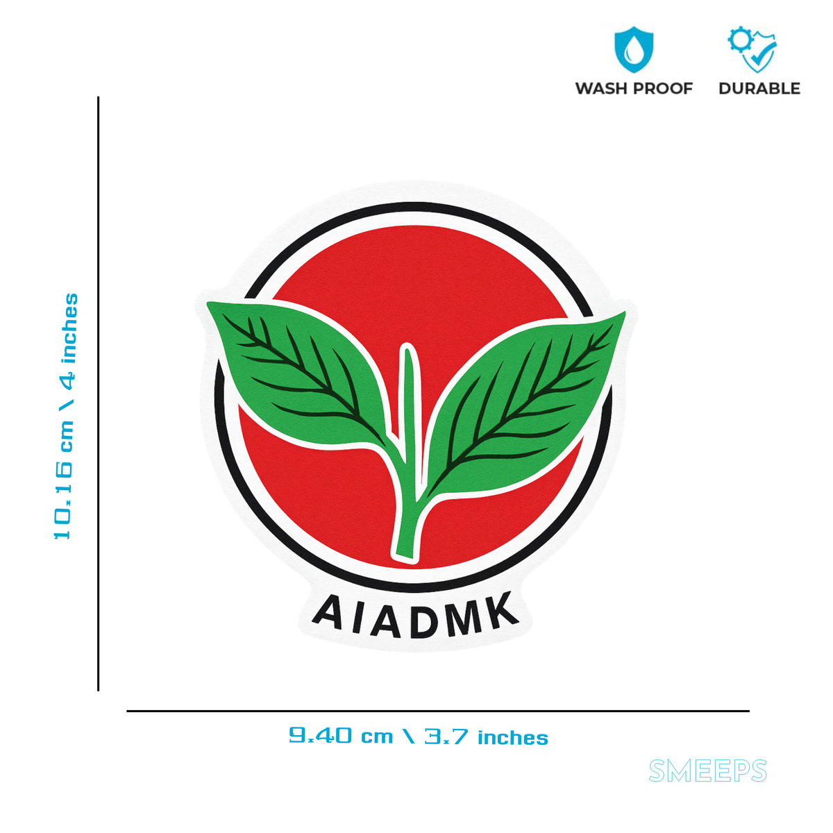 Smeeps AIADMK Red Emblem Sticker – 10.16 x 9.40 cm Car & Bike Vinyl Decal | Waterproof & UV Resistant | Political Party Symbol Sticker
