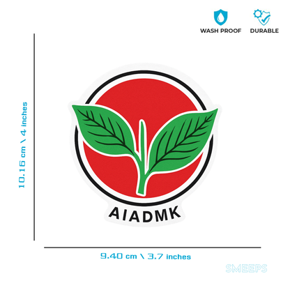 Smeeps AIADMK Red Emblem Sticker – 10.16 x 9.40 cm Car & Bike Vinyl Decal | Waterproof & UV Resistant | Political Party Symbol Sticker
