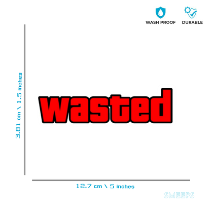 Smeeps Wasted Sticker – 12.7 x 3.81 cm Car & Bike Vinyl Decal | Bold Red Typography Design | Waterproof & Durable