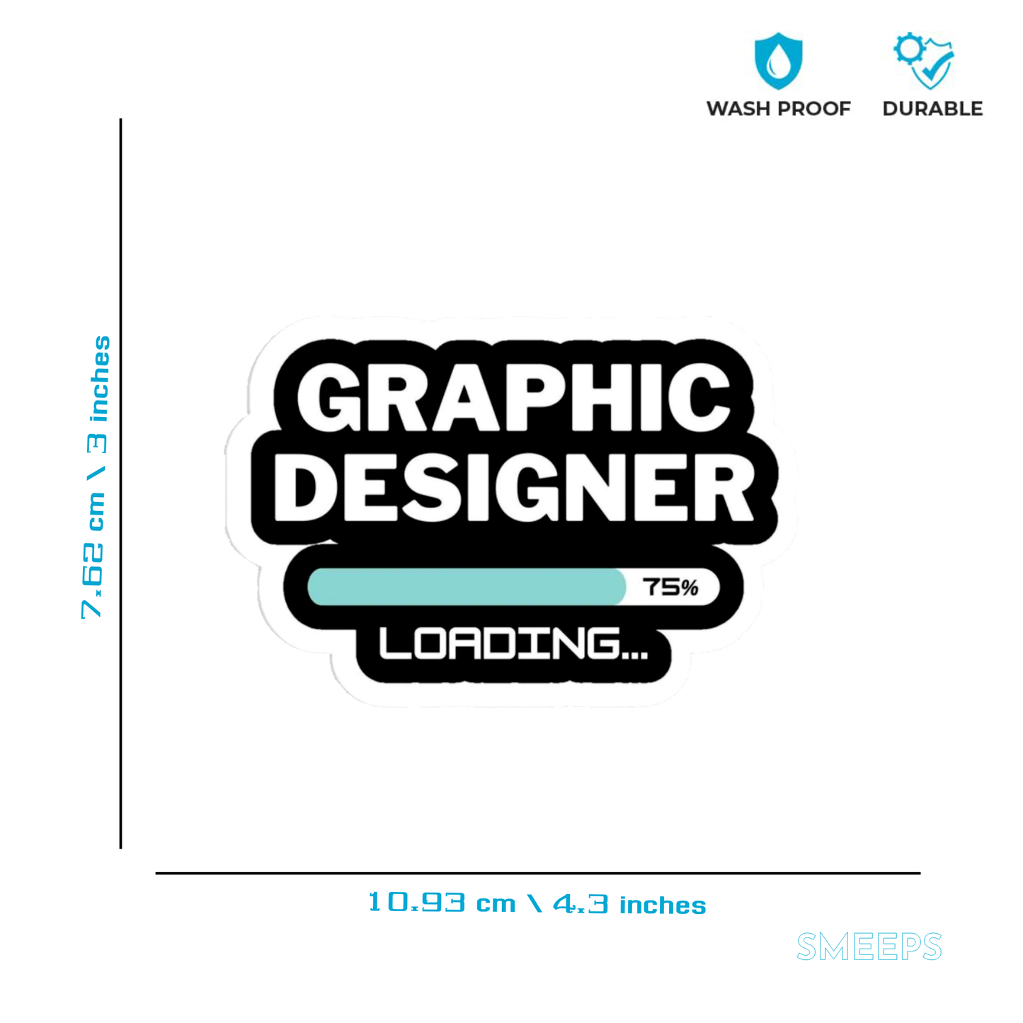 Smeeps “Graphic Designer Loading…” Sticker – 10.93 x 7.62 cm Creative Progress Bar Vinyl Decal | Funny Designer Humor Sticker | Waterproof & UV-Resistant Car, Laptop & Workspace Sticker