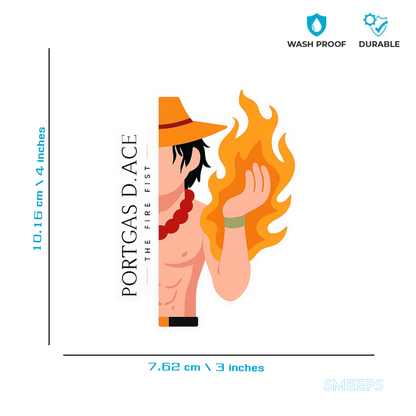 Smeeps Portgas D. Ace Fire Fist Sticker – 10.16 x 7.62 cm Anime Car & Bike Decal | One Piece Inspired Waterproof Vinyl