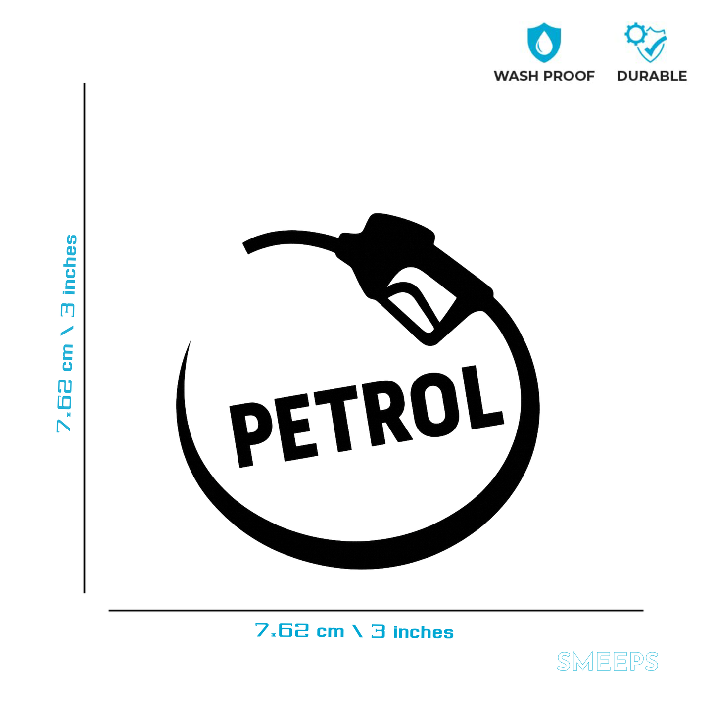 Smeeps Petrol Indicator Sticker – 7.62 cm Fuel Cap Label | Minimal Circle Design | Waterproof & UV-Resistant Vinyl for Cars & Bikes