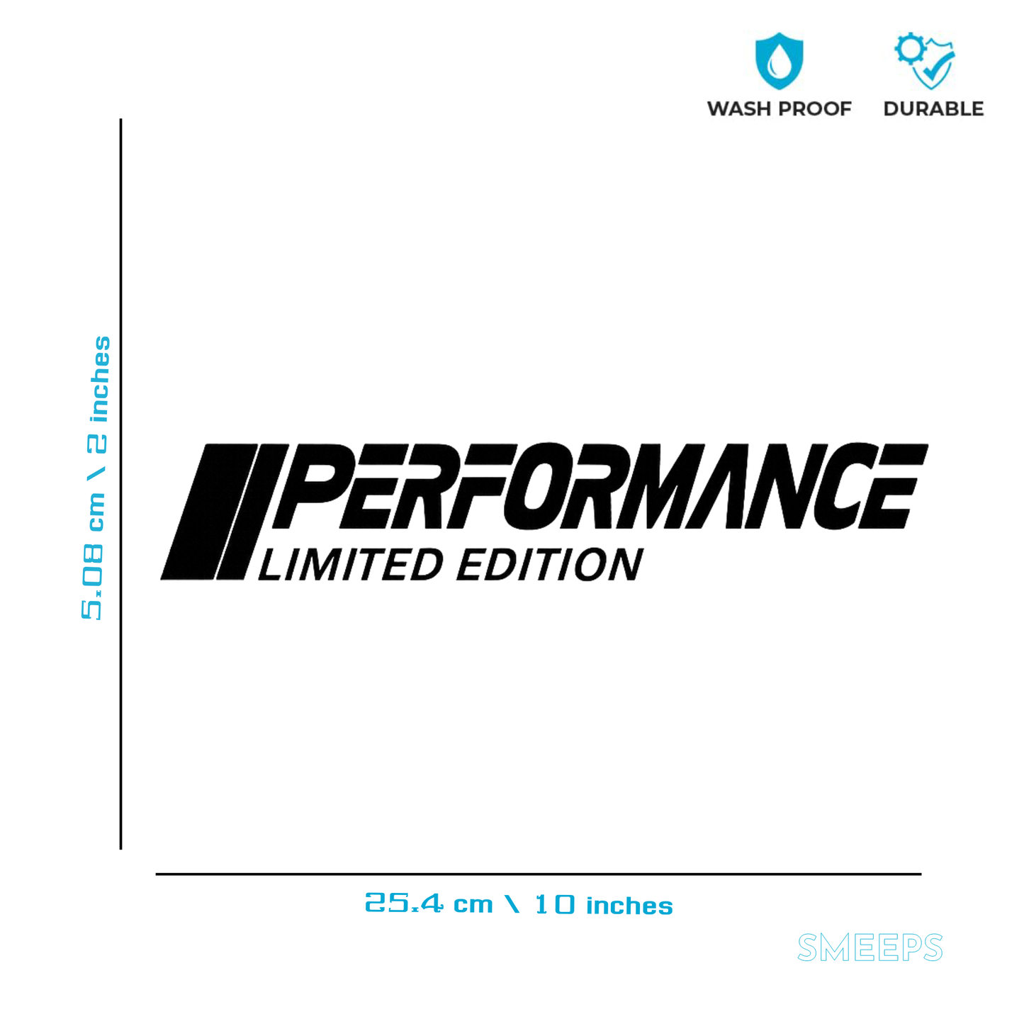 Smeeps Performance Limited Edition Sticker – 5.08 x 25.4 cm Car & Bike Vinyl Decal | Sporty Racing Text Design | Waterproof & Durable