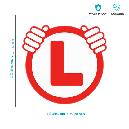 Smeeps “Holding Hands” Learner Driver L Plates (15.24 cm) – Funny & Reflective Safety Sticker for Cars, Bikes & Scooters | Waterproof & Removable Vinyl