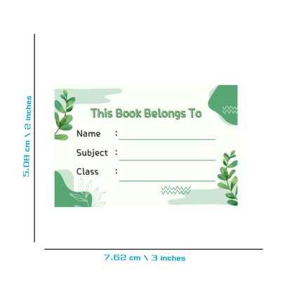Pack of 24 |Smeeps Kids’ Nature-Themed Book Label Stickers – 7.62 x 5.08 cm – “This Book Belongs To” Writable Notebook Stickers with Leaves & Green Design | Name, Subject, Class | Pack of Eco-Inspired Labels