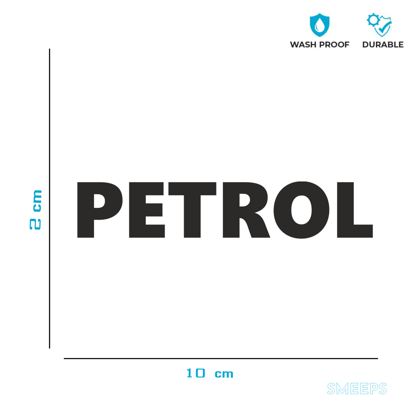 Smeeps PETROL Sticker – 10 x 2 cm Fuel Type Vinyl Decal | Car Indicator Label | Waterproof & Durable Marking Sticker