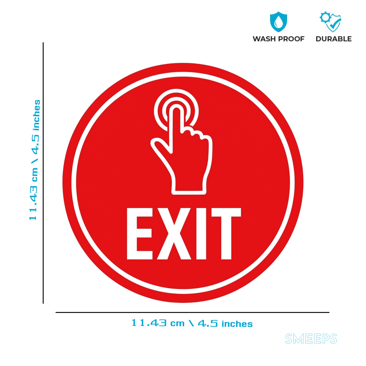 Smeeps EXIT Sticker – 11.43 x 11.43 cm Safety Sign Decal | Bold Red Warning Label | Waterproof & Durable Vinyl