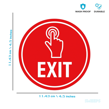 Smeeps EXIT Sticker – 11.43 x 11.43 cm Safety Sign Decal | Bold Red Warning Label | Waterproof & Durable Vinyl