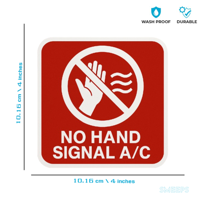 Smeeps No Hand Signal A/C Sticker – 4 x 4 inch | Red Safety Instruction Sign for Office & Industrial Spaces