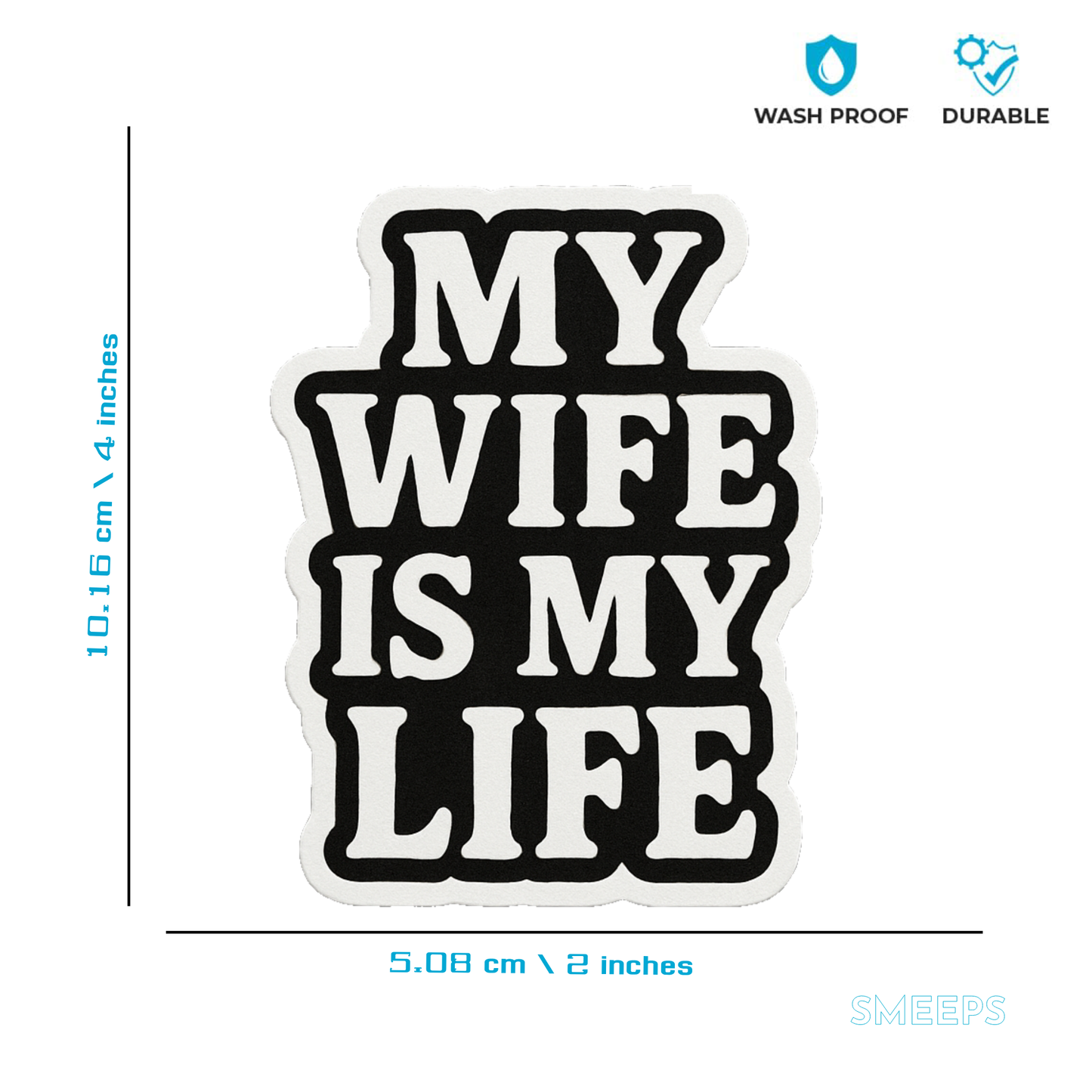 Smeeps One Life. Live It. Sticker – 5.08 x 10.16 cm | Motivational Vertical Vinyl Car Decal (Black & White)