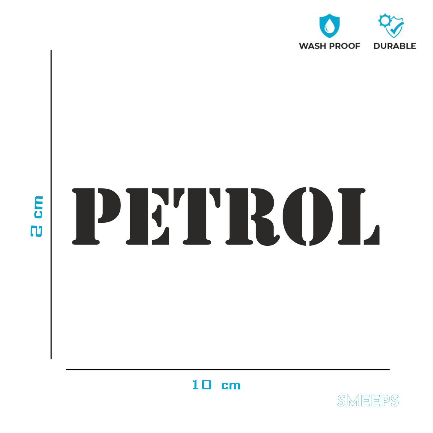 Smeeps PETROL Sticker – 10 x 2 cm Car Fuel Indicator Vinyl Decal | Bold Text Design | Waterproof & Durable