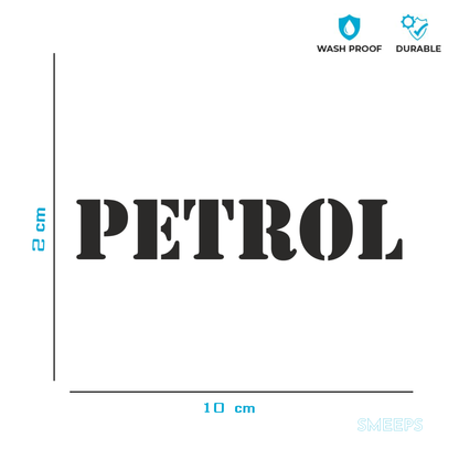 Smeeps PETROL Sticker – 10 x 2 cm Car Fuel Indicator Vinyl Decal | Bold Text Design | Waterproof & Durable