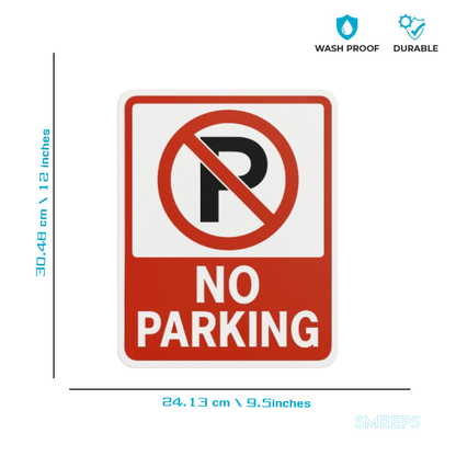 Smeeps No Parking Sticker – 12 x 9.5 inch Bold Red & Black Symbol | Warning Decal for Gates, Shops, and Driveways | Waterproof Vinyl Sign